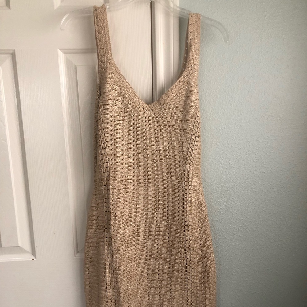 Eli’s Tahari Tan Knit Dress with Slip XS